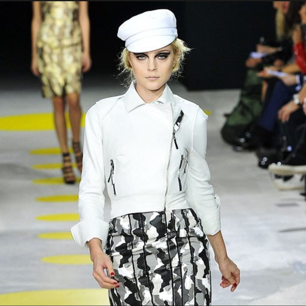 Giles Grey Leather Cropped Moto